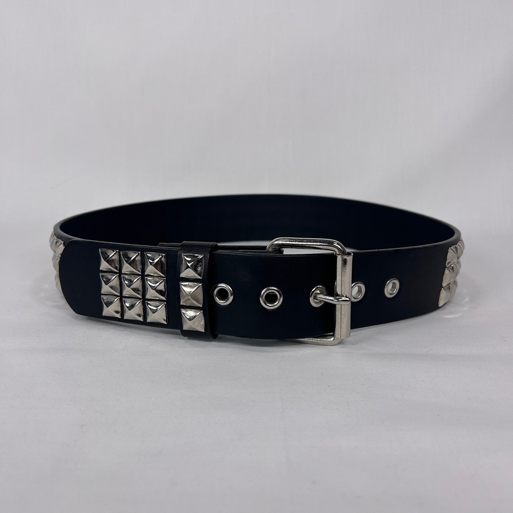 Black Triple-Row vStudded Belt  Punk / Grunge Alternative Waist Band (S/M)